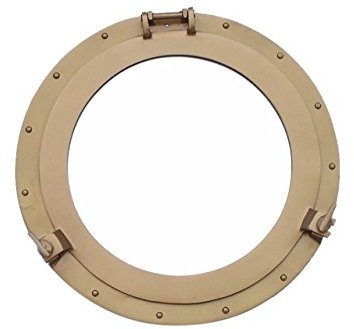 Hampton Nautical Deluxe Class Porthole Window Decoration, 24, Antique Brass