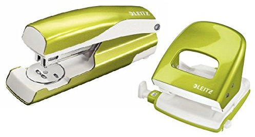 Esselte Leitz Locher NeXXt 5008 und Heftgerät NeXXt 5502 im Set (Set: Locher Heftgerät, grün metallic, 1)