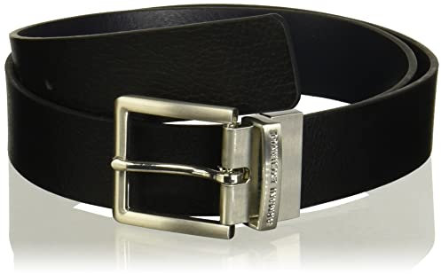 Armani Exchange Herren Leather Belt Gürtel, Schwarz, 34