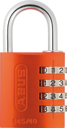 ABUS 145/40 C 40mm Body 4-Dial Resettable Combination Padlock, Orange