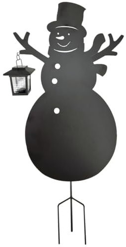 ABC Home | Gartenstecker Schneemann mit Laterne | LED | Solarpanel | 59 cm H