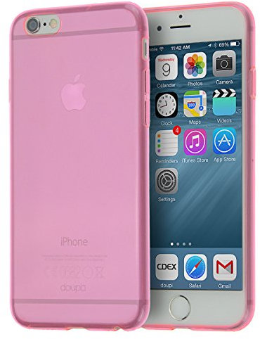 doupi UltraSlim AllClear TPU Hülle kompatibel für iPhone 6 / 6s (4,7 Zoll), Ultra Dünn Clear Farbe TPU Glatte rutschfeste Handyhülle Cover Bumper Soft Case Taschenschutz Design Schutzhülle, pink