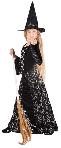 Boland kids costume midnight witch | Long dress with hat, children's costume witch, carnival, theme party and Halloween, fairy tale, wizard