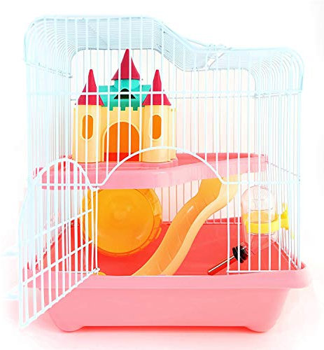 BPS® Hamsterkäfig, Hamstervilla mit Rad, Tunnel und Haus, 28 x 21 x 31 cm, Farbe wird nach Zufallsprinzip versandt