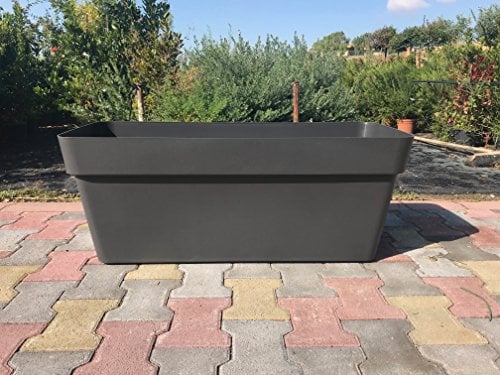 FIORIERA FIORIERE VASO RETTANGOLARE plastica forte 80 CM Colore Antracite Modello Cleo AMDGarden