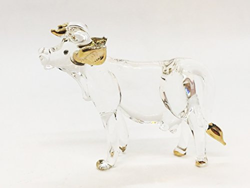 Klares Kuh geblasenes Glas Rinder niedlicher Stier handgefertigte Sammlerstücke Ochse Minifiguren