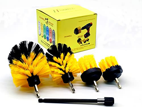 5 pièces de Tailles différentes de Nettoyage Fournitures perceuse Brosse kit de Fixation avec rallonge de 15,2 cm d'alimentation à récurer/Brosse WC/Salle de Bain Douche à récurer Cleaner