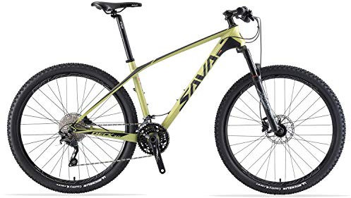 SAVADECK DECK6.0 Carbon Mountainbike 26/27.5/29 XC Offroad Fahrrad Ultraleichtes Kohlefaser MTB mit 30-Gang Shimano DEORE M6000 Group Set und Komplette Hard Tail (Gelb, 29 * 17)