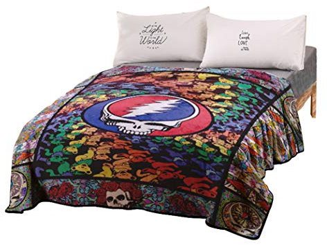 Warme Korallen Fleece Decke Bunte 3D Zucker Schädel Blume Plaid Blau Ozean Textur Bettwäsche Winter Bettwäsche Tagesdecke Sofa Decke, Camping Decke (Schädel 3,110x150cm)