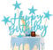 iZoeL 2 Sets Blue Cake Decoration Blue Cake Topper Happy Birthday Banner Confetti Balloon Stars Heart Cake Topper for Men Boys Women Girls Blue Theme Birthday Party Decor
