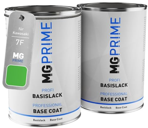 MG PRIME Pintura para motos Set bote listo para pulverizar para Kawasaki 7F Lime Green Fondo + pintura base 2,0 litros 2000 ml