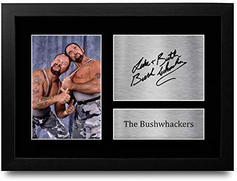 HWC Trading FR A4 The Bushwhackers Gifts gedrucktes Autogramm Bild für WWE & WWF Fanartikel-Fans – A4 gerahmt