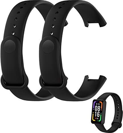 Diman Cinturino Orologio in Silicone per Redmi Smart Band PRO, [2 Pezzi] Smontaggio Rapido Ricambio di Cinturino con Fibbia in Acciaio per Redmi Smart Band PRO, Nero + Nero