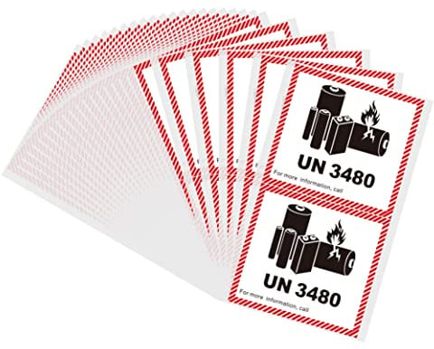 Hycodest 4.7 x 4.3 Lithium Ion Battery Transport Caution Warning Labels 50 Adhesive Stickers (3480)