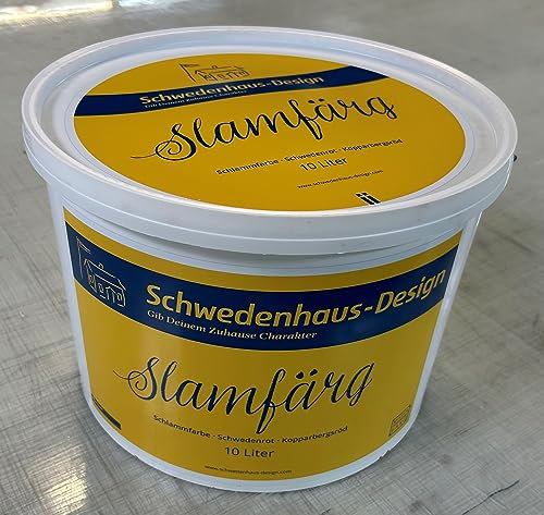 PrintGreen! Slamfärg Schwedenrot Fassadenfarbe by Kulturhantverkarna 10 Liter Eimer (umbra grau)
