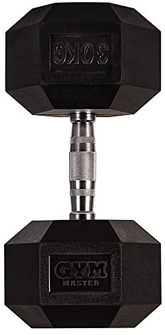 GYM MASTER Hex Dumbbells - Rubber Encased Cast Iron Hand Weights and Optional 3 Tier Rack