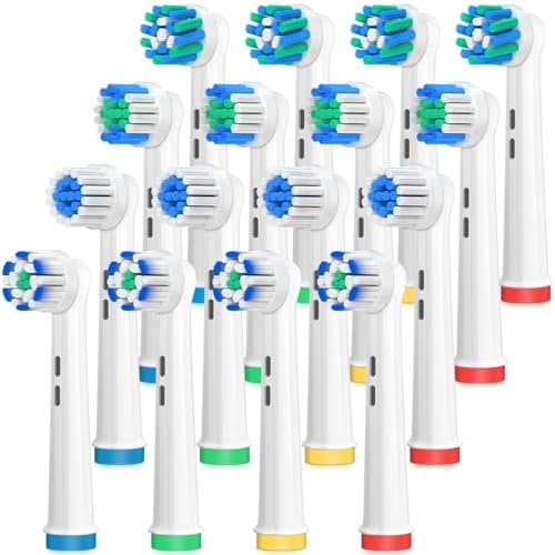 AnjoCare Ersatzbürstenköpfe kompatibel mit Oral B Braun, Packung mit 16 elektrischen Zahnbürstenköpfen für Oral B, professionelle Zahnbürstenköpfe für Oral B Pro1000