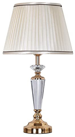 Mengjay K9 Cristal Lámpara de Mesa, Lámpara Escritorio, Escritorio Diseño de Tela Clasico Vintage, E27 Lamparas de Mesita de Noche,Lámparas para estudio, dormitorio, oficina, mesa de café etc
