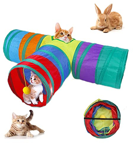 Katzentunnel,3 Wege Katzenspielzeug Tunnel Pet Play Tunnel Tube Spieltunnel | für Katze Welpen Kitty Kätzchen Kaninchen