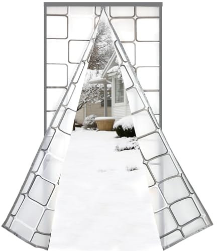 Risareyi Magnétique Rideau de Porte Isolant Thermique 235x225cm, EVA Semi-Transparent Rideau Thermique Isolant Anti Froid Porte Entrée, Coupe-vent, Imperméable, Fermeture Automatique, Gris Bord