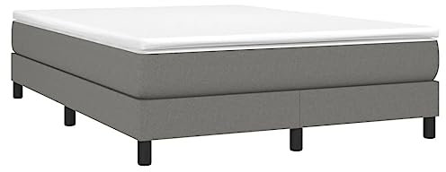 vidaXL Bettgestell, Polsterbett Bett für Schlafzimmer, Bettrahmen mit Lattenrost, Schlafzimmerbett Doppelbett, Dunkelgrau 140x200cm Stoff