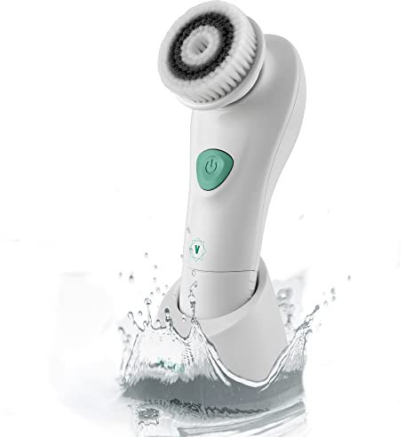 Venga! Elektrischer Gesichtsreiniger, Bürste mit weichen Borsten, 2 Geschwindigkeitsstufen, 6° Oszillation, IPX5 wasserdicht, Weiß/Aqua, VG FAC 3000 BU