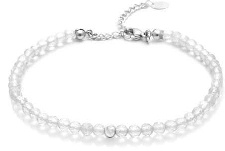 BERGERLIN Bergkristall Armband durchsichtig - transparentes Armband - Silber - M-L