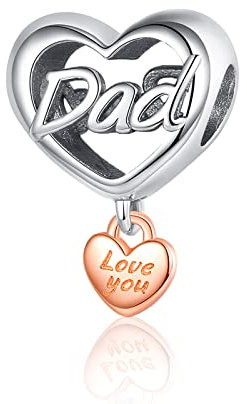 H.ZHENYUE Jewelry Love You Dad Charm Beads Fit Bracelet Necklace for Women Girls,925 Sterling Silver Pendant Beads with Cubic Zirconia,Birthday Christmas Halloween Valentine's Day Gifts