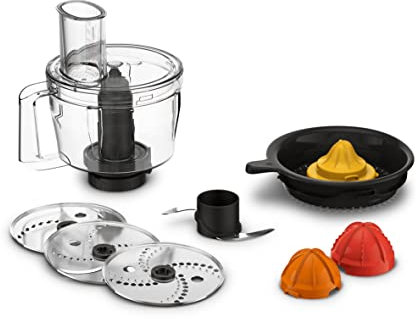 Moulinex Ensemble de 6 accessoires pour robots pâtissiers Coach et I Coach Touch, Bol multifonction + Disques à râper + Lame hachoir + Presse-agrume, Fresh Box XF652012
