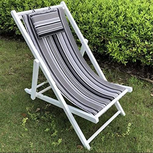 Silla Plegable Tumbona con Almohada, Silla reclinable de Madera Dura Ajustable Plegable para Exteriores Jardín Patio Tumbona de Playa Tumbona reclinable (Color : 1)