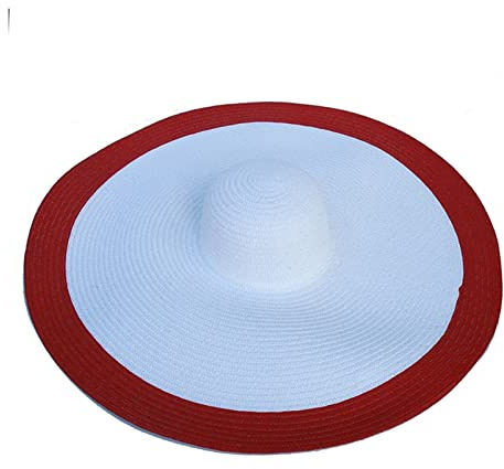 Sun Hat Straw Big Brim Beach Hat Women Floppy Straw Sun Hats Summer Cooling UV Protection Hat (White Wine One Size)