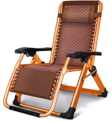 GGZONE Liege, bequem und stabil, robuste Gartenmöbel-Sets, Sonnenliege, Camping-Gartenstühle, klappbar, Liegestuhl, Liegestuhl, wasserdicht, Chaiselongues aus Metall für den Außenbereich, O (Orange)