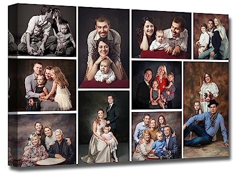 LZIMU Collage Leinwanddrucke mit Ihren Fotos individuelle Collage mit mehreren Bildern Wanddekoration personalisierte Collage Bild Leinwand mit Rahmen (Bild-14,40x60cm)