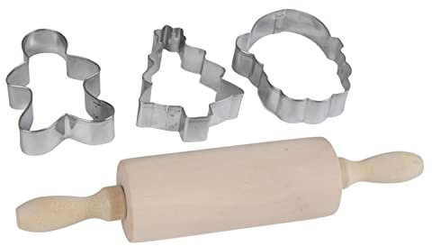 Mini set da forno natalizio con mattarello e 3 formine per biscotti