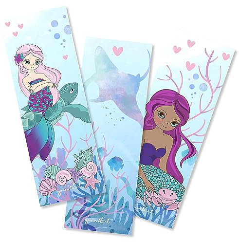Lesezeichen Meerjungfrau 12 Stück - 4x 3 Motive aus Papier I mit beschreibbarer Rückseite für Notizen - Kinder Mädchen I dv1248