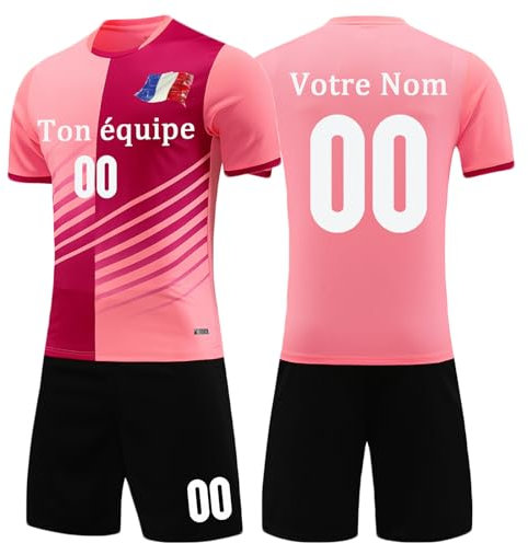 Ensemble de Foot Personnalisé Maillot de Foot Enfant Adulte T-Shirt et Shorts Maillot de Foot avec Nom Numéro Logo de l'équipe