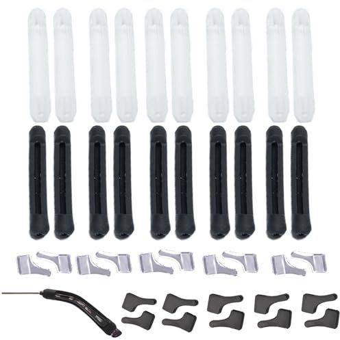 KASESSS 10Paare Brillenbügel Überzug und 20 Brillenhalter Ohr, Brillenbügel Silikon, Komfort Antirutsch Brillenbügel Überzug, Anti Rutsch Brille Überzug für Brillen, Sonnenbrillen(Schwarz,Transparent)