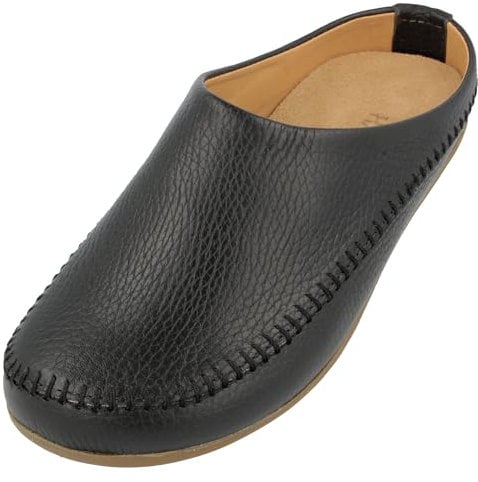 HAFLINGER Softi Lederpantoffeln Hausschuhe Ballerina im schlichten Design (Schwarz 303), Gr. 39