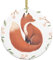 YYHHAOFA Handbemalter Fuchs-Weihnachtsanhänger aus Keramik, rund, zum einfachen Aufhängen, 7,4 cm