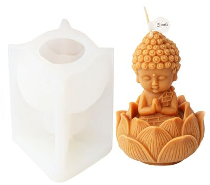 Xidmold Molde de silicona Buda 3D para velas, molde de yeso Buda para yeso, cera de soja, resina epoxi, artesanía (B)