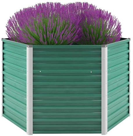 ZEYUAN Garten-Hochbeet, Pflanzkübel, Kräuterbeet, Hochbeete-kit, Schneckenzaun, Pflanztrog, Pflanzgefäße, Pflanzfolie Für Hochbeet,Teichbecken, Verzinkter Stahl 129x129x77 cm Grün
