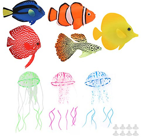 Tnfeeon Faux poisson lumineux artificiel, fournitures d'aquarium et fournitures d'aménagement paysager, poisson lumineux décoration d'aquarium simulation décoration pour aquarium, décorations