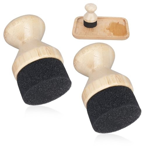 2pcs Cutting Board Oil Applicator, 3.35x1.97x1.97 Inch Wood Cutting Board Wax Applicator with Handle Cutting Board Applicator Accessories for Countertops (Wood Color)