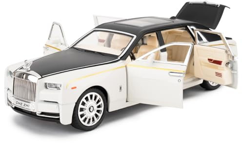 TGRCM-CZ Rolls-Royce - Modellino di auto in lega di zinco, modellino auto giocattolo pressofuso con suono e luce, per bambini, ragazzo e ragazza, in scala 1:24, colore: bianco