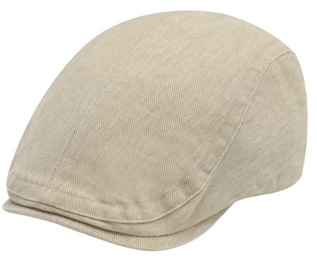 ZLYC Sommer Ivy Schirmmützen Ballonmütze Baumwolle Flatcap für Herren(Gewaschenes Beige),Genheitsgröße