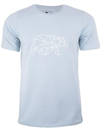 FORSBERG Finnson T-Shirt mit stylischem Bär Brustlogo Rundhals für Herren in Vier verschiedenen Farbkombinationen, Farbe:Pastellblau, Größe:L