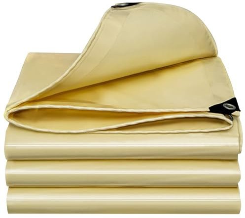 PVC-Plane, 500 g/m², Dicke Plane, Abdeckplane, wasserdichte, langlebige Plane mit Ösen für Gartenmöbel, Hühnerstall, Dach, LKW, Beige(1x1m)