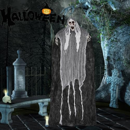 sukudon Halloween Deko Gespenster，Skelett Halloween Sensenmann Hängegeister für Spukhaus-Requisiten，Horror Deko，Halloween Deko Garten， Beste Halloween Innen- und Außendekorationen, Spukhaus Deko