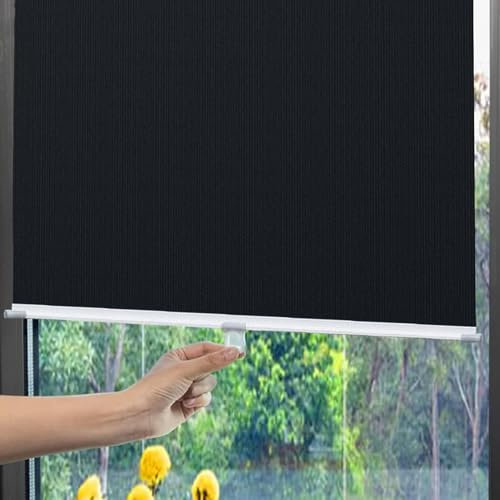Store à Ventouse pour Protection Solaire sans Perçage,Store Occultant à Ventouse Noir Store Enrouleur Rideaux de Thermique Rétractables Rideau Temporaire Portable