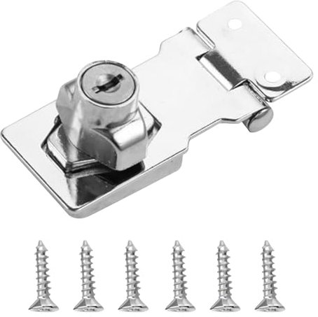 Keyed Hasp Lock,2.5 Inch Small Hasp and Staple,Metal Shed Lock Hasp,Heavy Duty Door Lock Hasp and Staple,90 Degrees Knob Keyed Hasp Lock for Cupboard,Door,Drawer,Cabinets